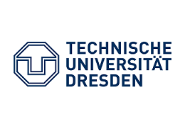 Logo Technical University of Dresden, navy font on white background, octagon made of capital letters T and U interlocked